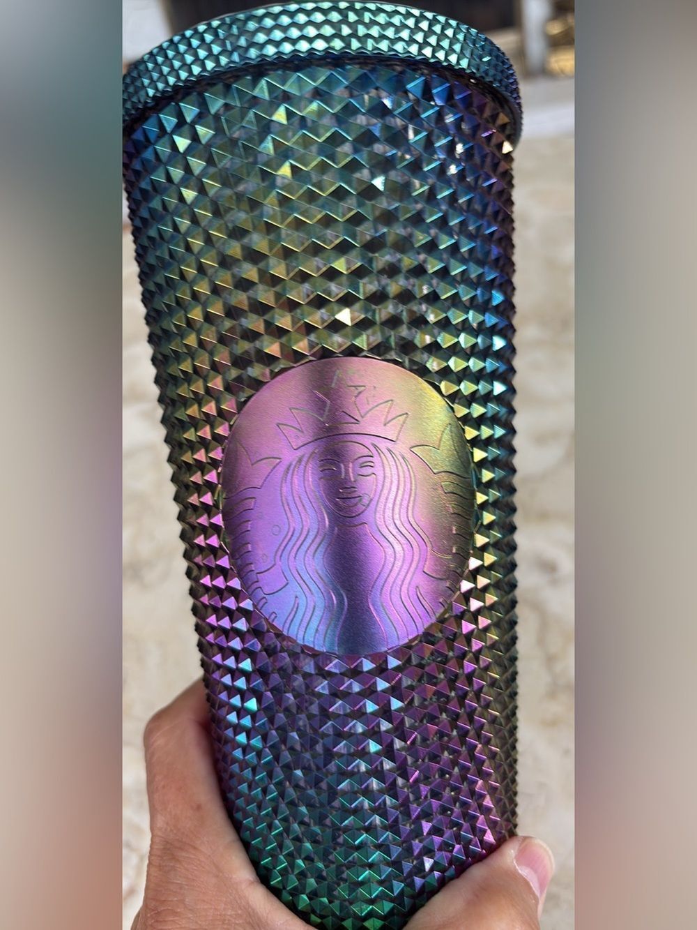 Starbucks 2023 Limited Edition Iridescent "Oil Slick" Studded Tumbler 24oz Venti